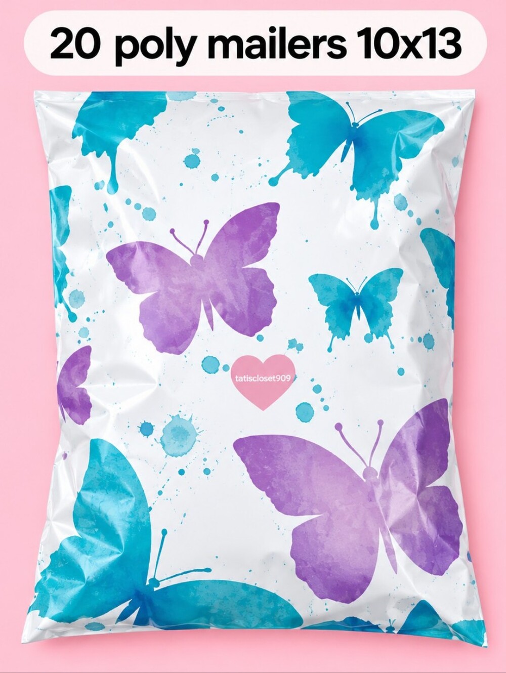 20 butterflies print polymailers size 10x13
